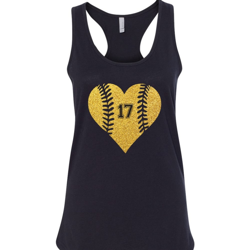 Glitter Baseball Heart Women's Racerback Tank Top
